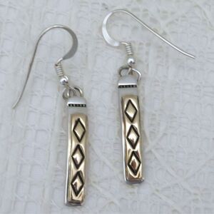 Vintage Gold and Sterling Earrings Silver Native American Made Dangle Story Book